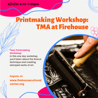 Printmaking for Teen Workshop in partnership with the Tampa Museum of Art.