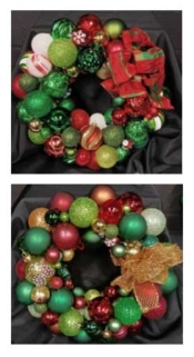 Photo of decorative holiday wreaths created in the Firehouse workshop.