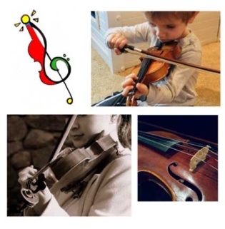 Music collage for Orchestral Strings Studio music lessons.