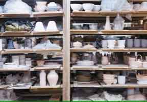 Pottery shelving in a studio.
