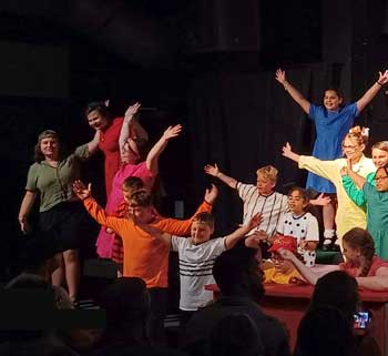Kids on stage showing off during Summer Camp.