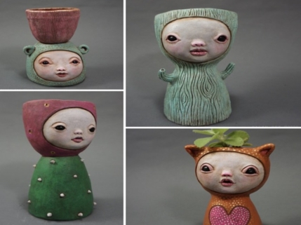 Hand building clay examples.