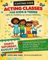 iCasting Call: Acting Classes for Kids & Teens at the Firehouse Cultural Center, Saturdays, Aug 29 - Nov 14, 2026.